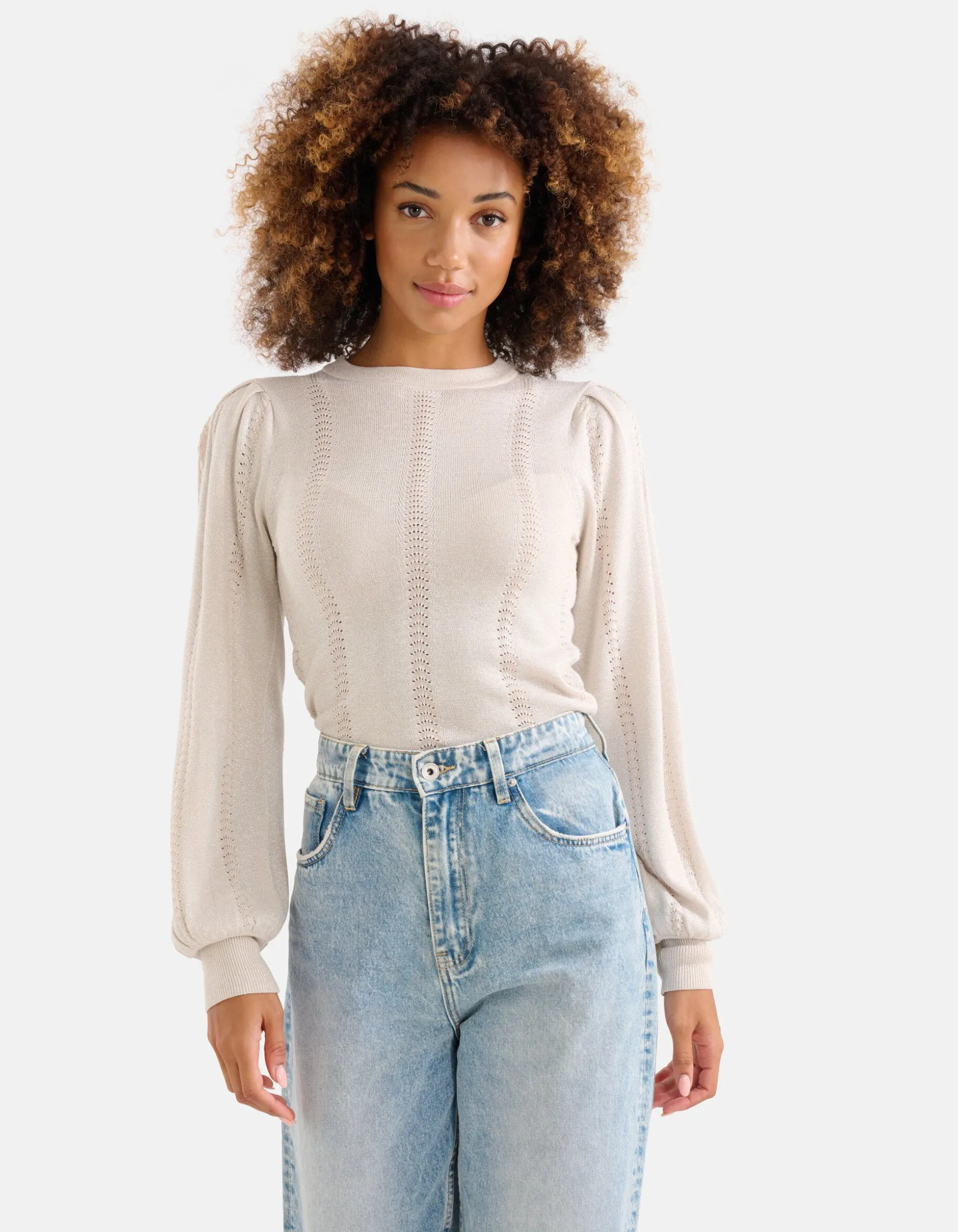 Ajour Top Beige
