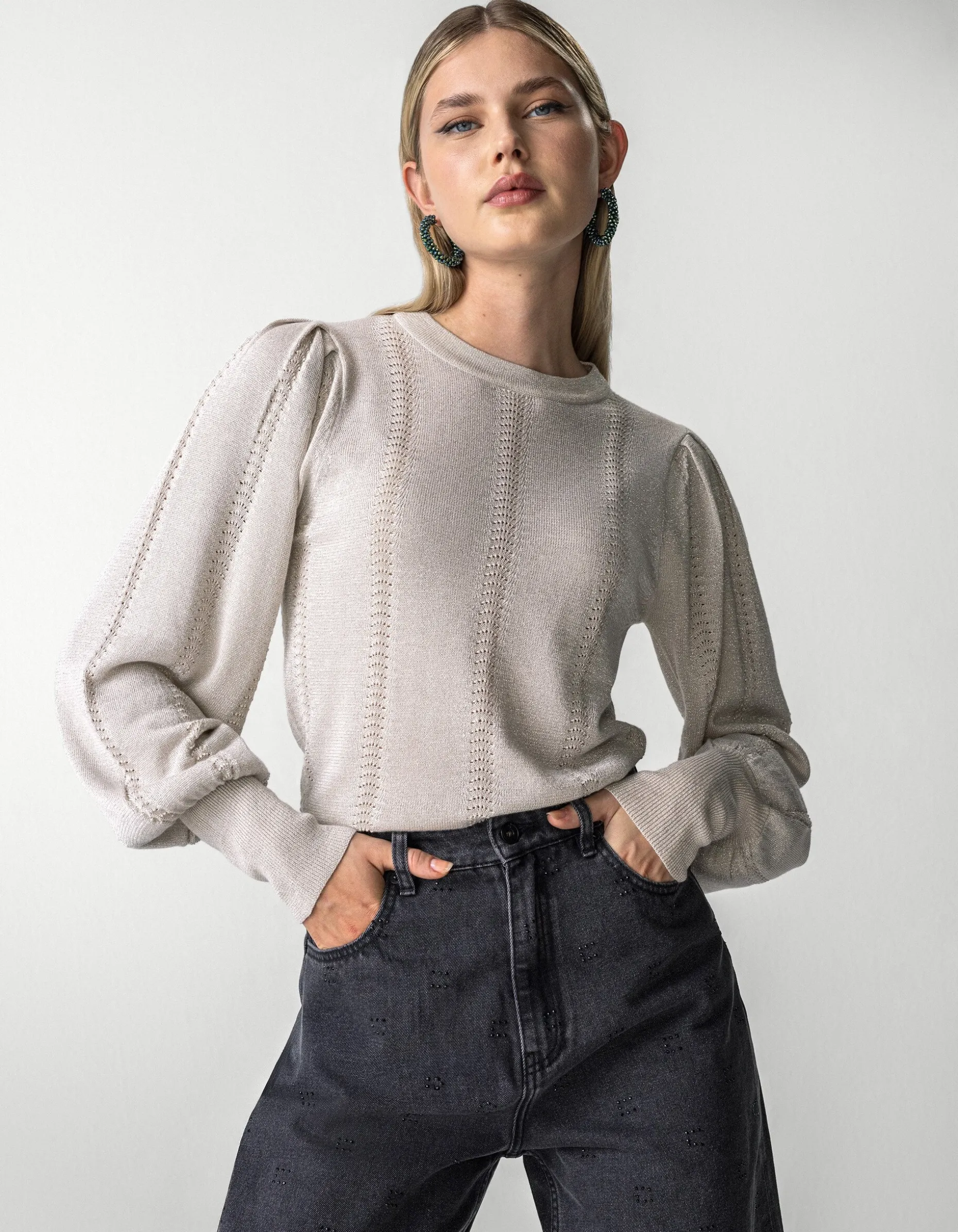 Ajour Top Beige