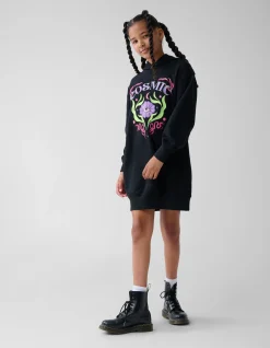 Artwork Hoodie Jurk Zwart