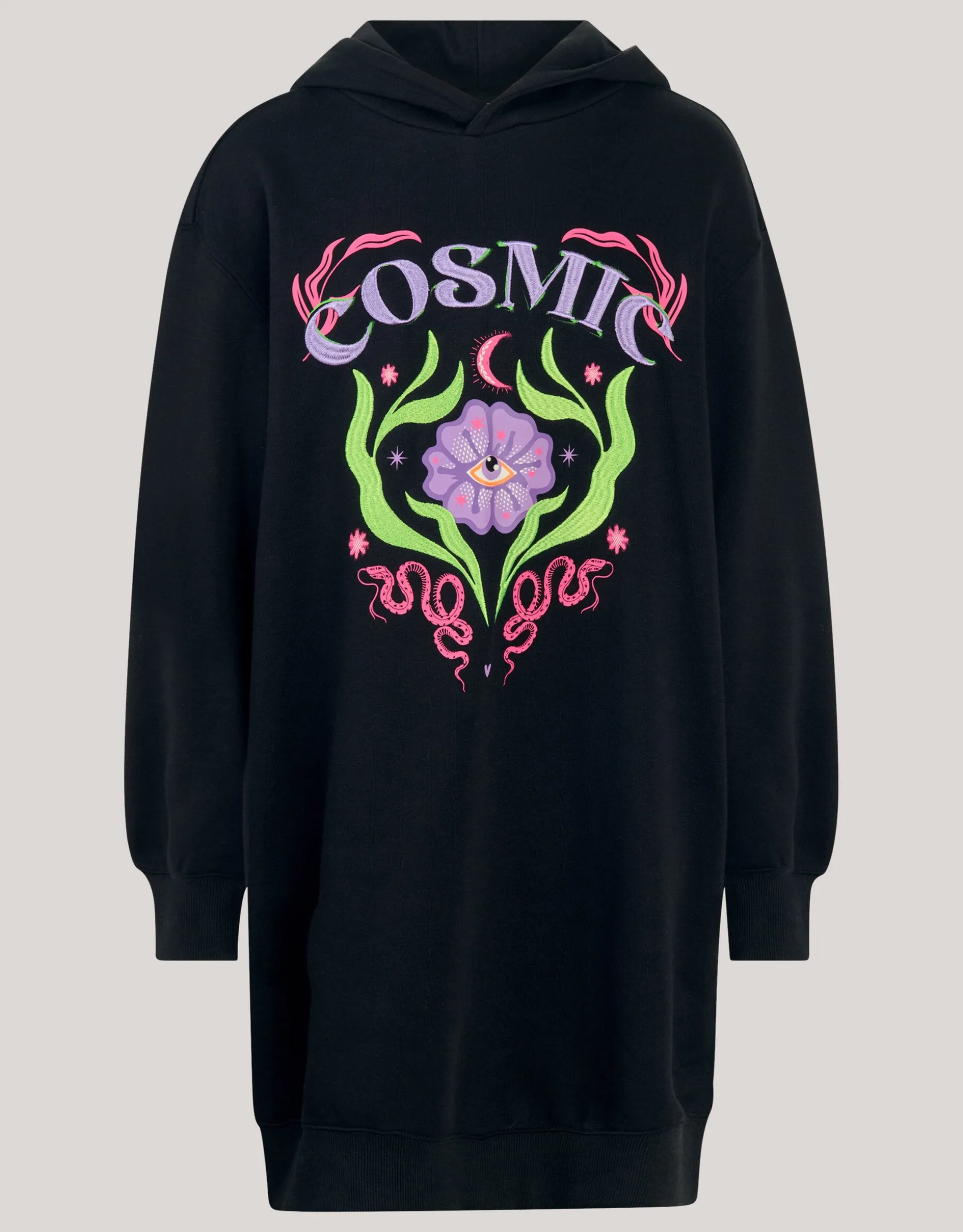 Artwork Hoodie Jurk Zwart