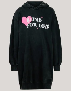 Artwork Hoodie Jurk Zwart