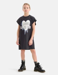 Artwork T-shirt Jurk Zwart