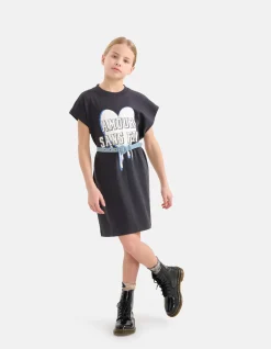 Artwork T-shirt Jurk Zwart