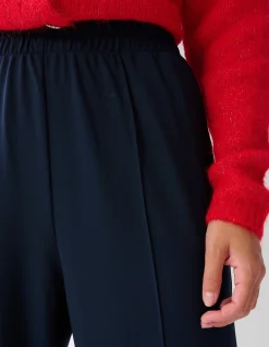 Basic Wide Leg Broek Donkerblauw