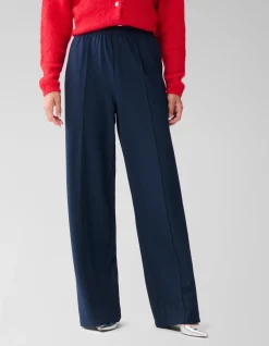 Basic Wide Leg Broek Donkerblauw