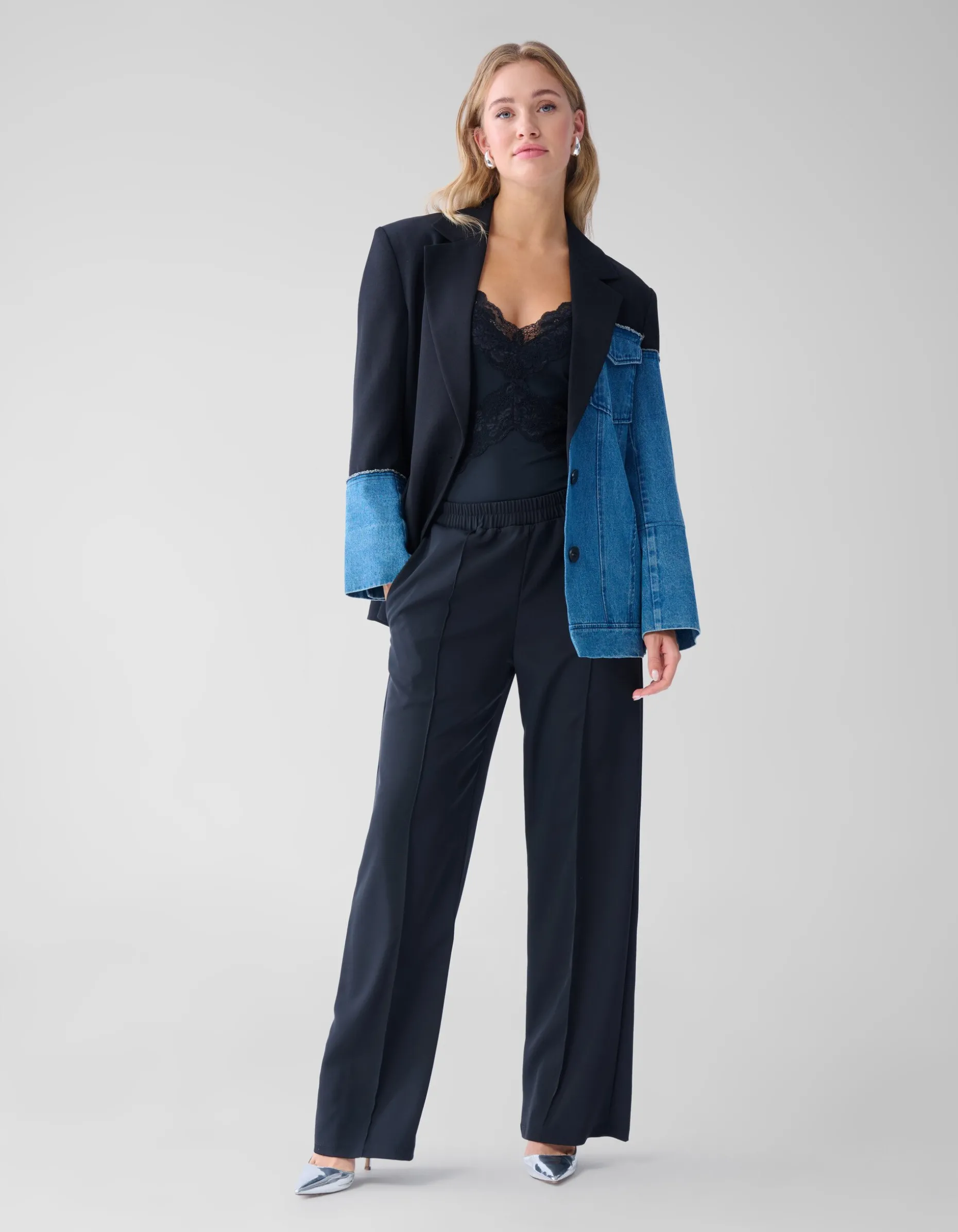 Basic Wide Leg Broek Zwart
