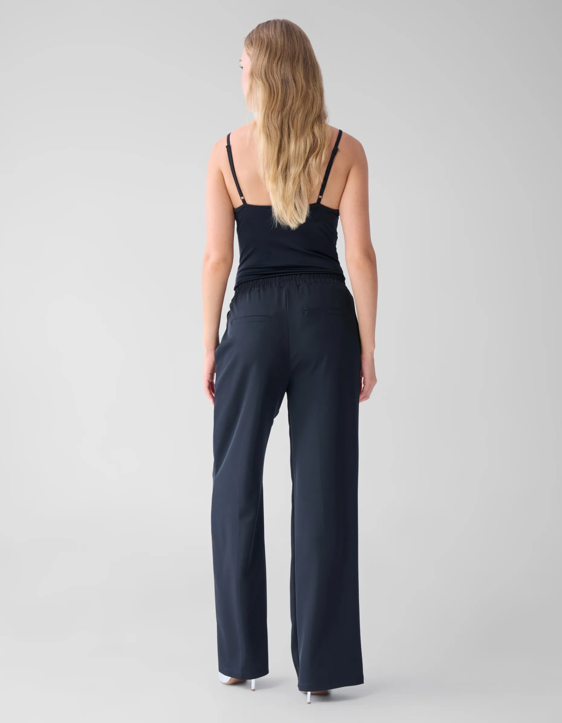 Basic Wide Leg Broek Zwart