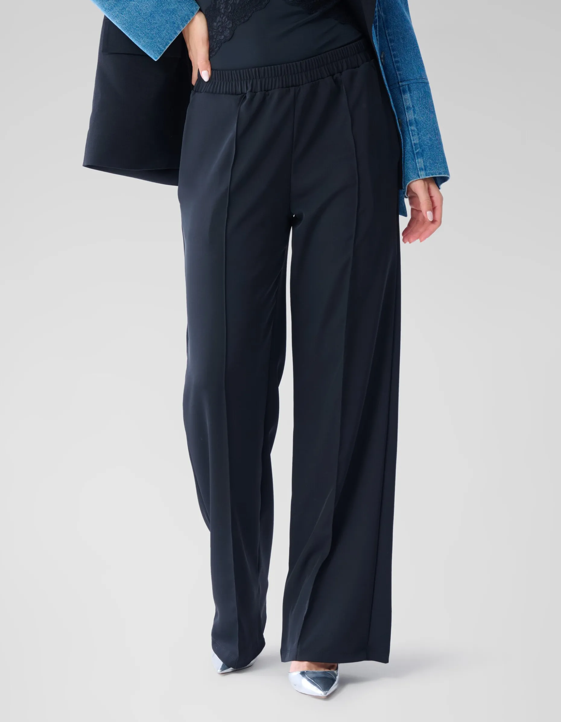 Basic Wide Leg Broek Zwart