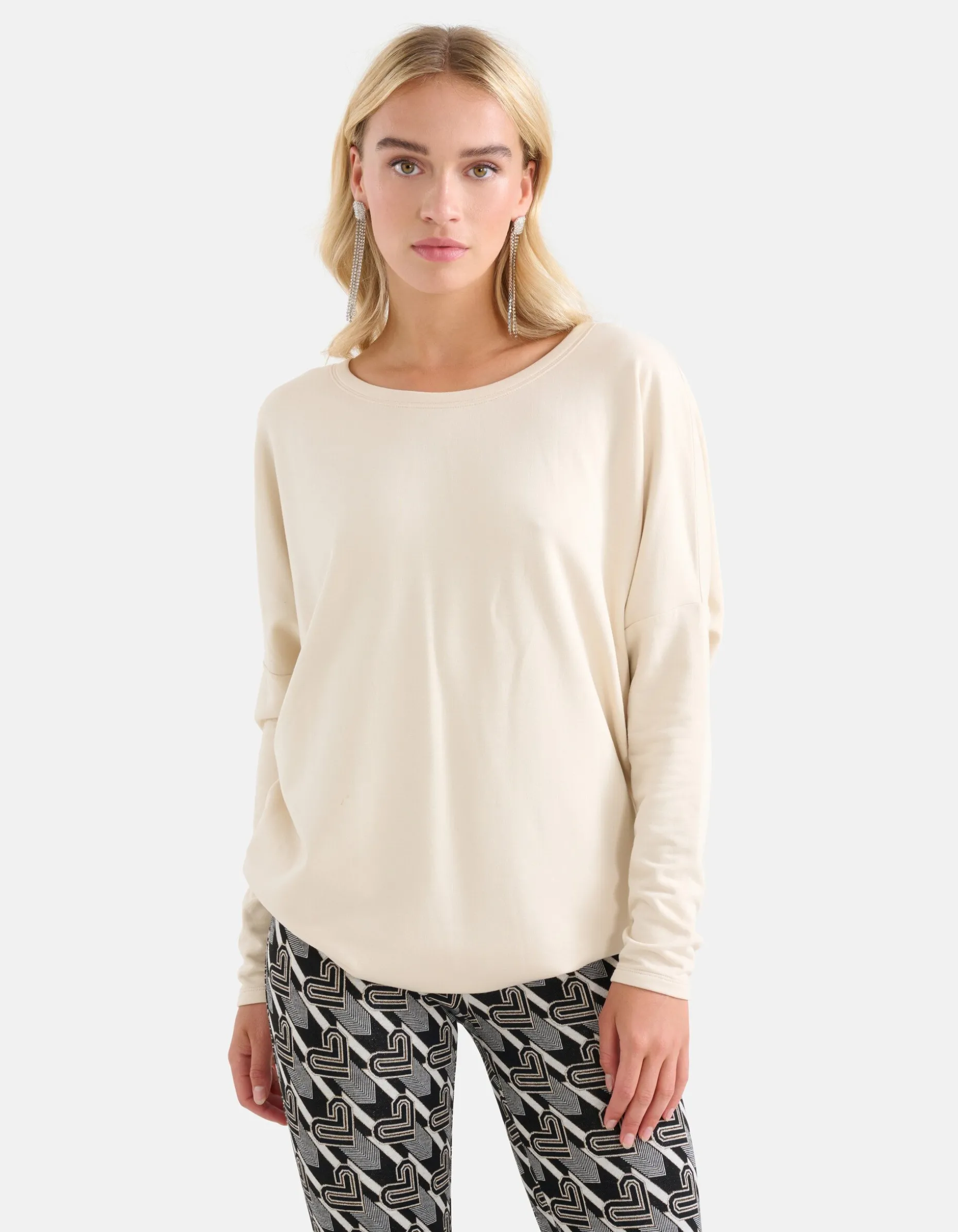 Basis Oversized Top Gebroken Wit
