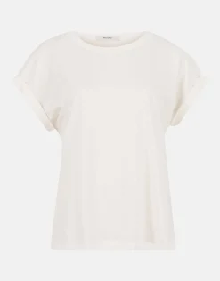 Basis Turn Up Sleeve T-shirt Gebroken Wit