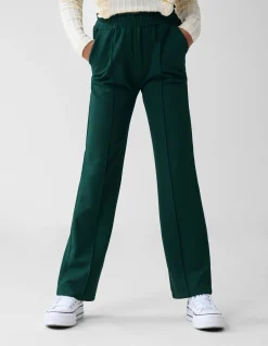 Basis Wide Leg Broek Donkergroen