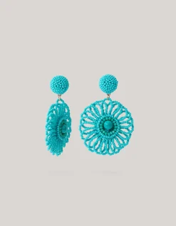 Beaded Flower Oorbellen Blauw
