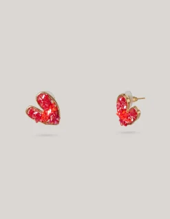 beaded Heart Oorbellen Rood