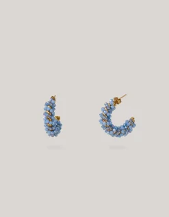 Beaded Hoop Oorbellen Blauw