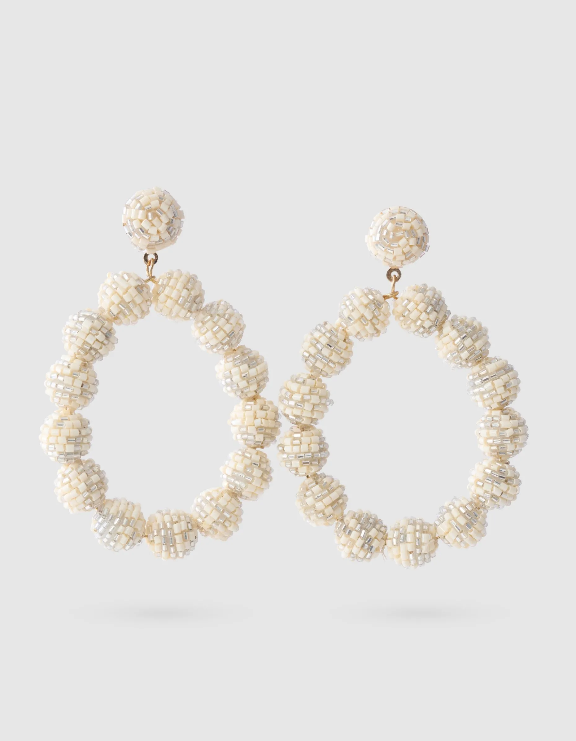 Beaded Oorbellen Gebroken Wit