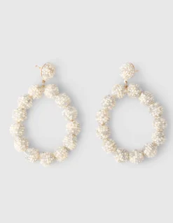 Beaded Oorbellen Gebroken Wit