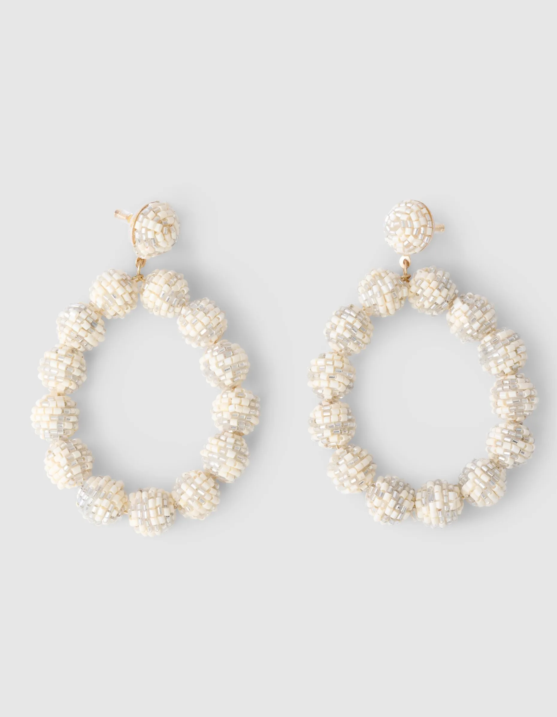 Beaded Oorbellen Gebroken Wit