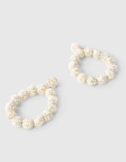 Beaded Oorbellen Gebroken Wit