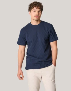 Block Structuur T-shirt Donkerblauw