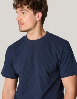Block Structuur T-shirt Donkerblauw