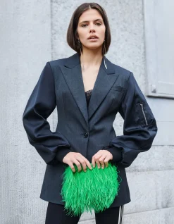 Bomber Sleeve Blazer Zwart