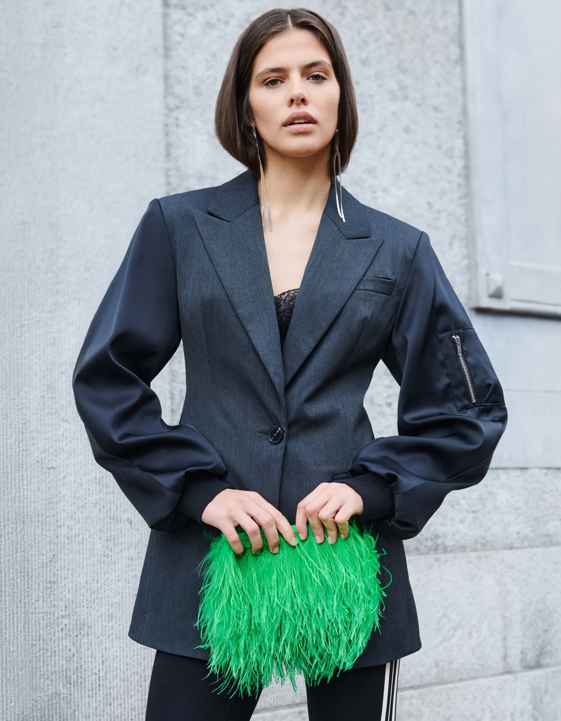 Bomber Sleeve Blazer Zwart