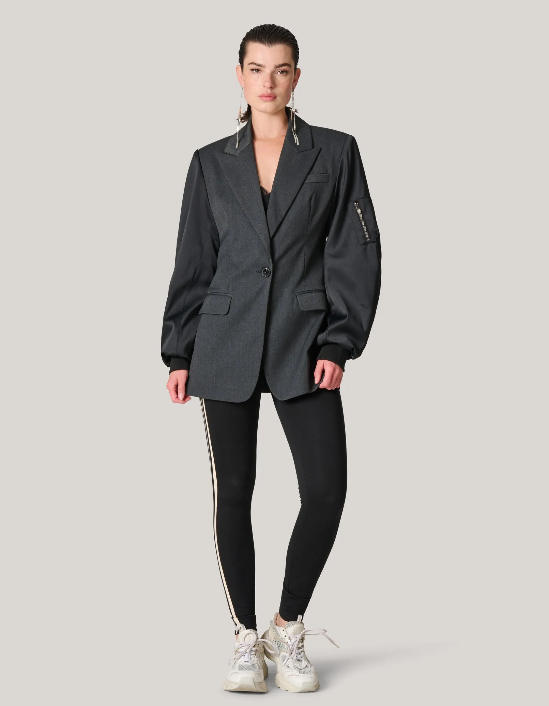 Bomber Sleeve Blazer Zwart