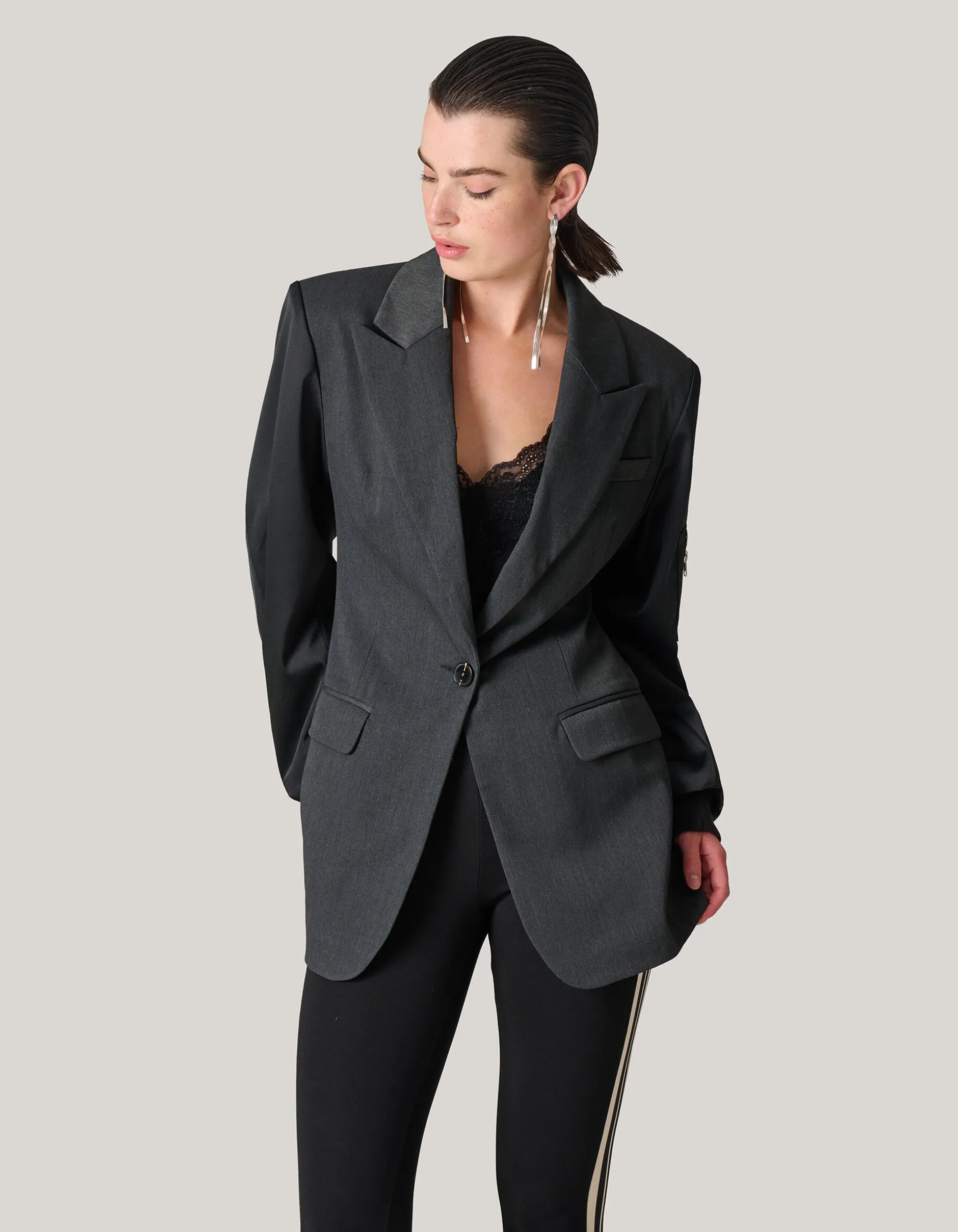 Bomber Sleeve Blazer Zwart