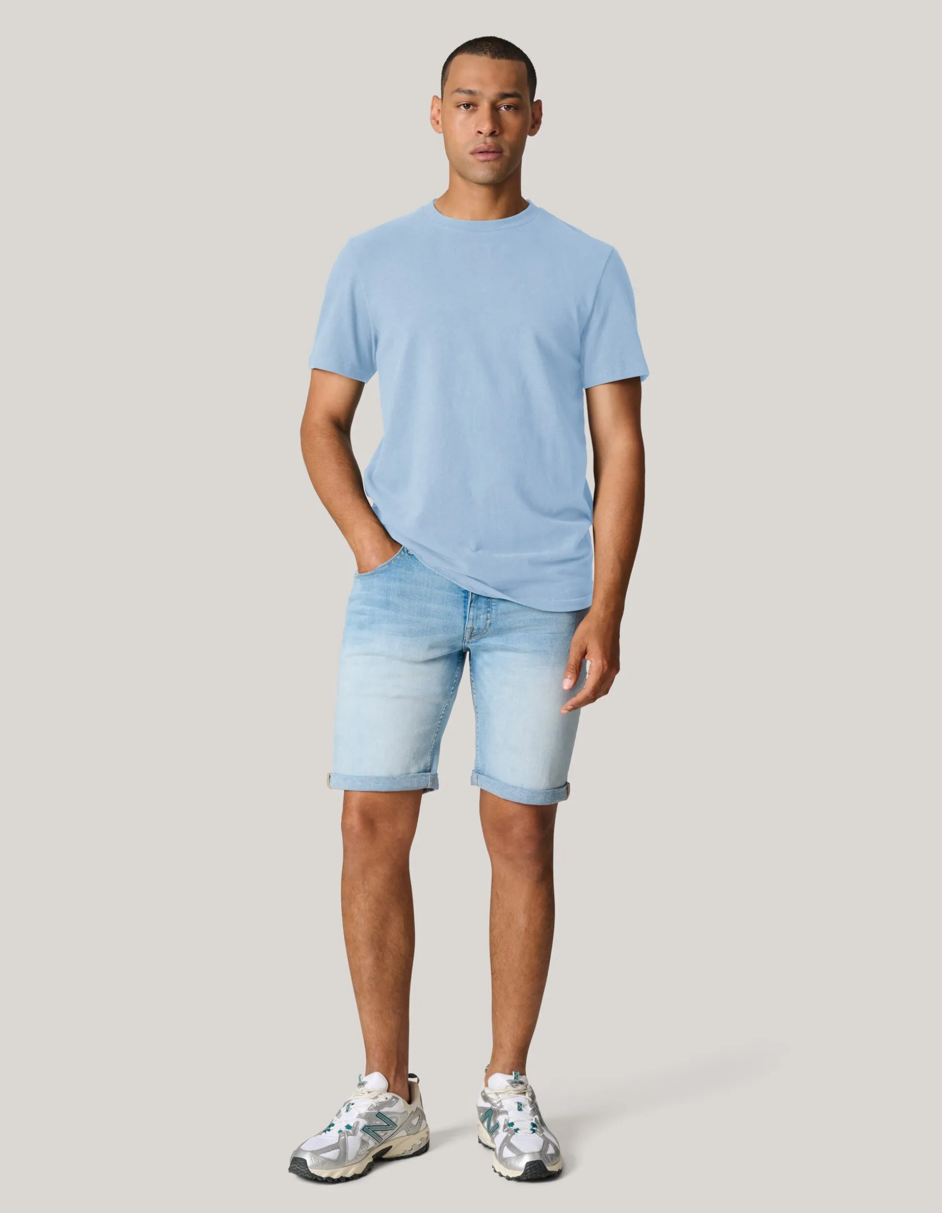 Brushed T-shirt Lichtblauw