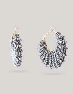 Bulky Beaded Oorbellen Donkergrijs