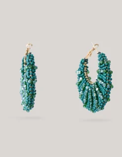 Bulky Beaded Oorbellen Donkergroen
