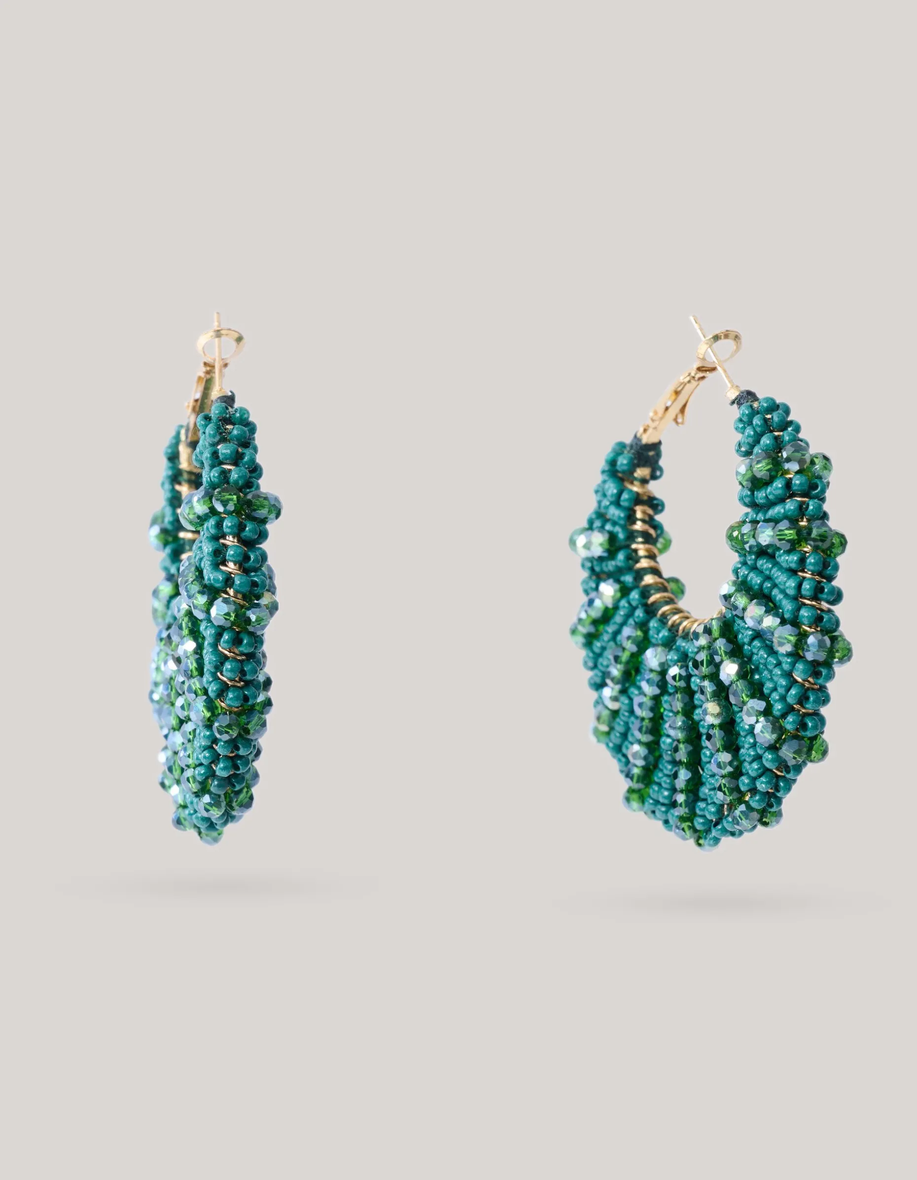 Bulky Beaded Oorbellen Donkergroen