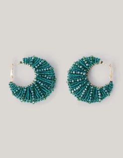 Bulky Beaded Oorbellen Donkergroen