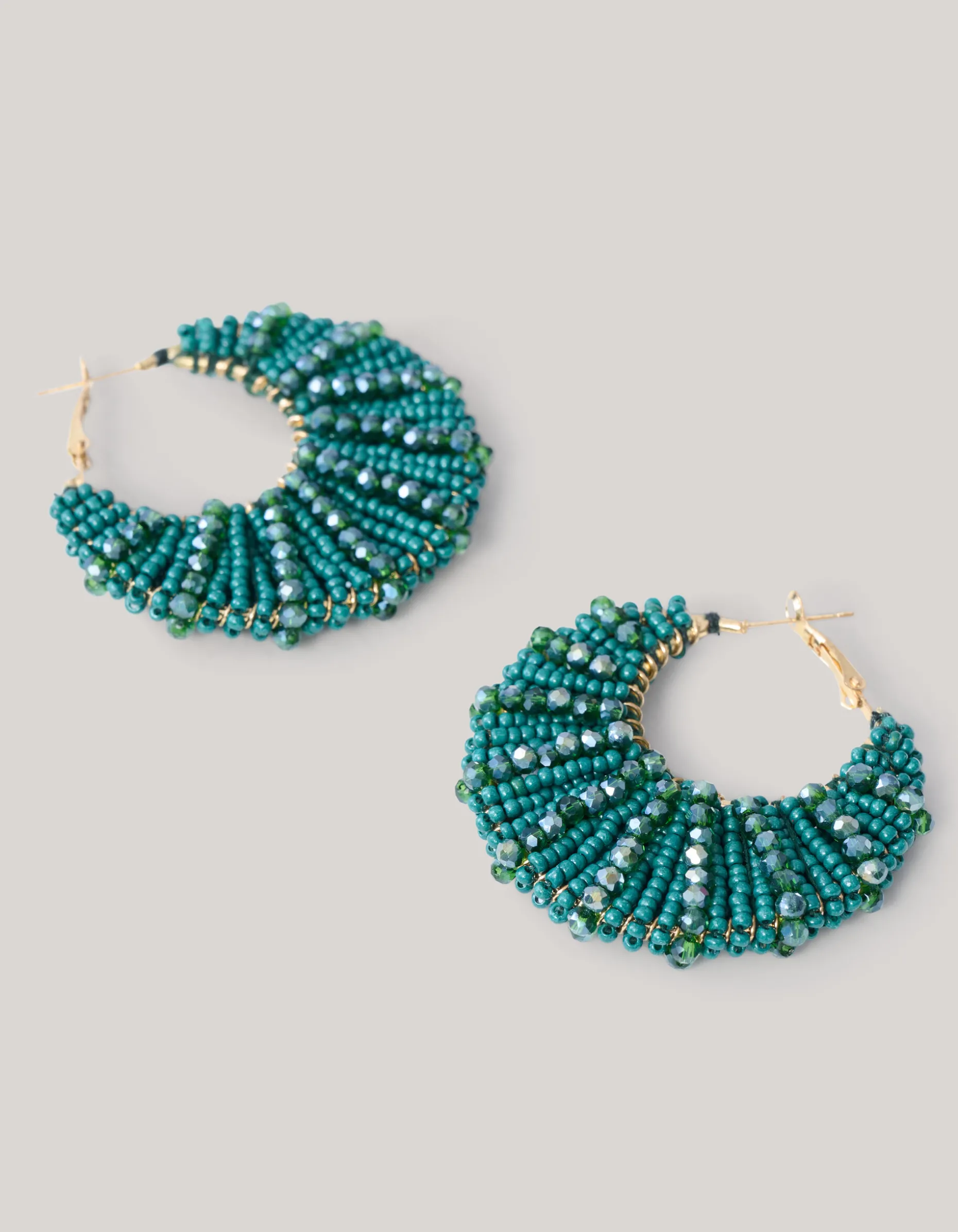 Bulky Beaded Oorbellen Donkergroen