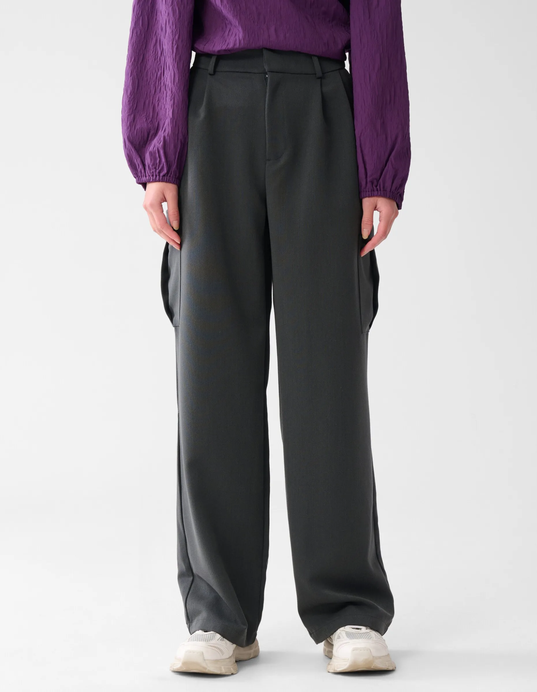 Cargo Wide Leg fit Broek Donkergrijs