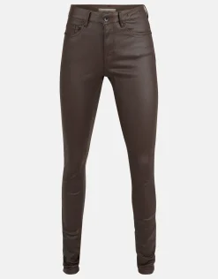 Coated Broek Donkerbruin