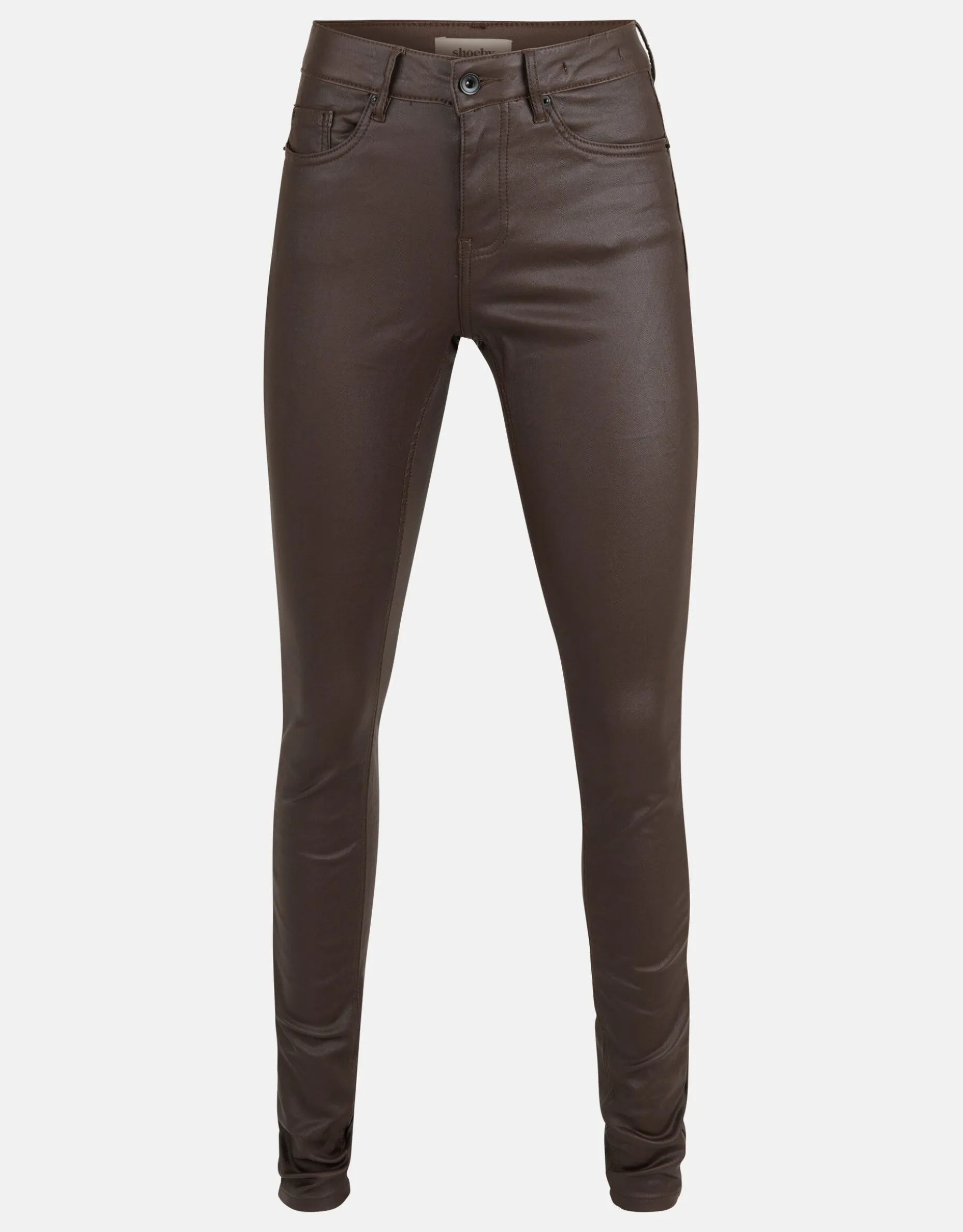 Coated Broek Donkerbruin
