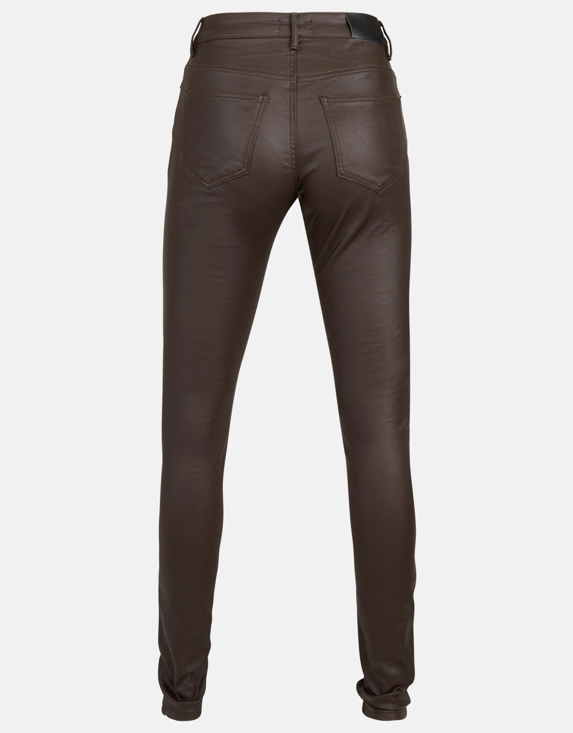 Coated Broek Donkerbruin
