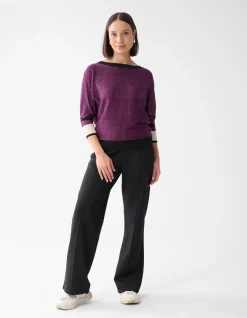Colorblock Glitter Batwing Trui Paars