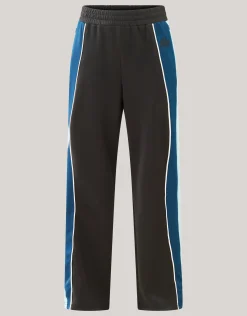 Colourblock Wide Leg Broek Zwart/blauw