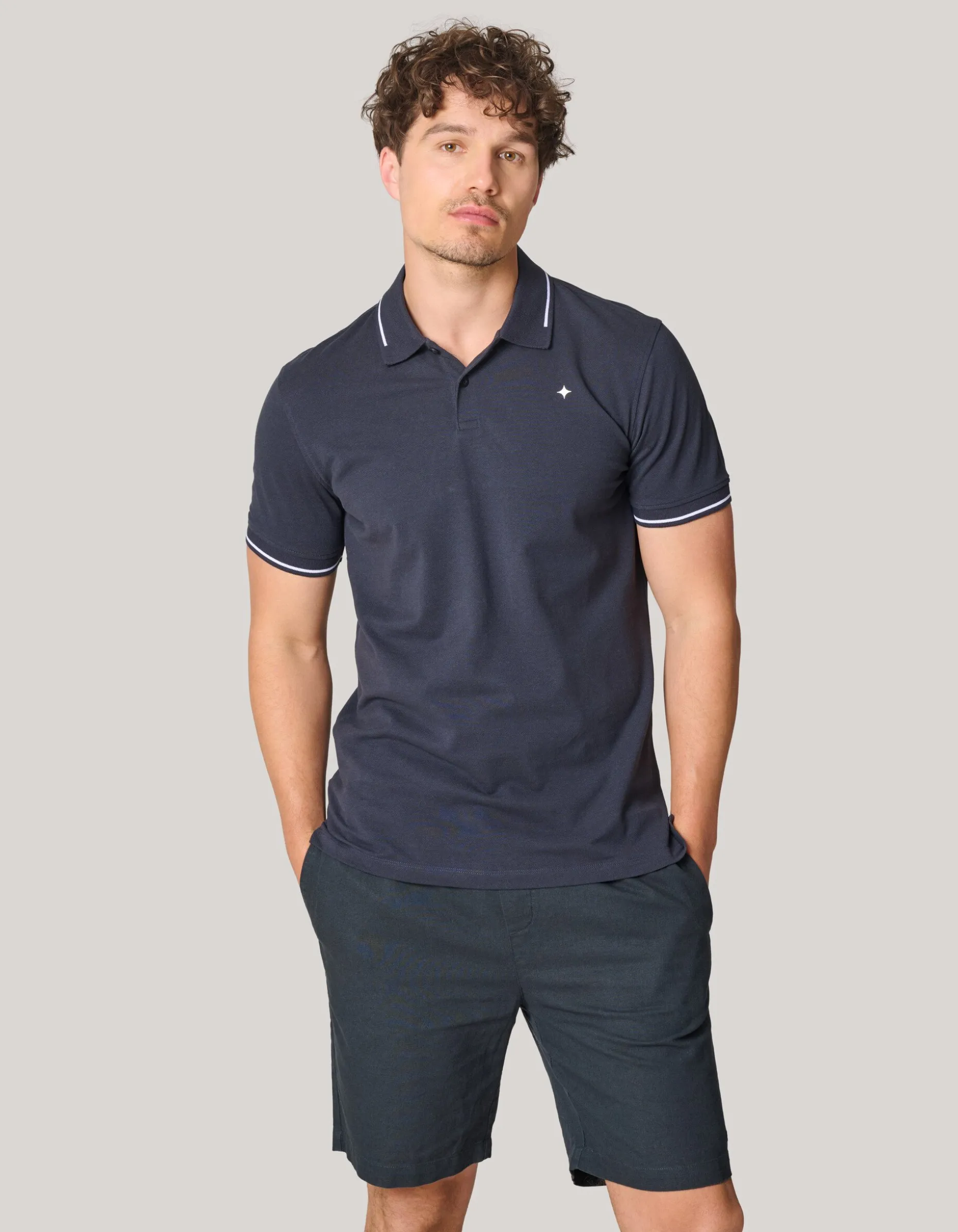 Contrast Pique Polo Donkergrijs
