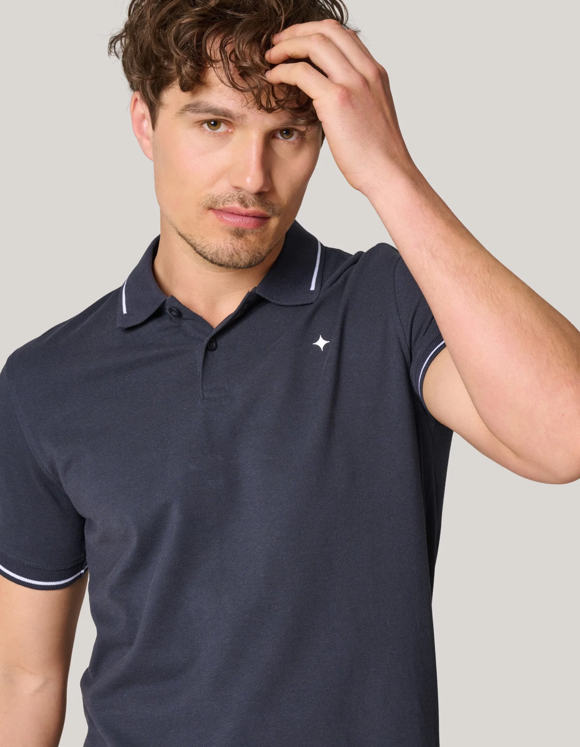 Contrast Pique Polo Donkergrijs