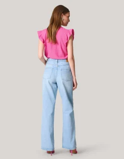 Crinkle Ruffle Top Roze