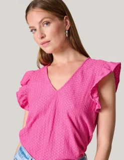 Crinkle Ruffle Top Roze