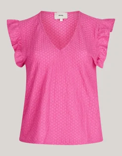 Crinkle Ruffle Top Roze