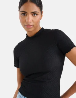 Crinkle Top Zwart