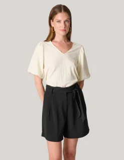 Crinkle T-shirt Gebroken Wit