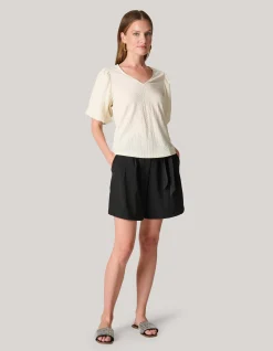 Crinkle T-shirt Gebroken Wit