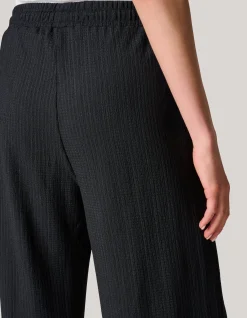 Crinkle Wide Leg Broek Zwart