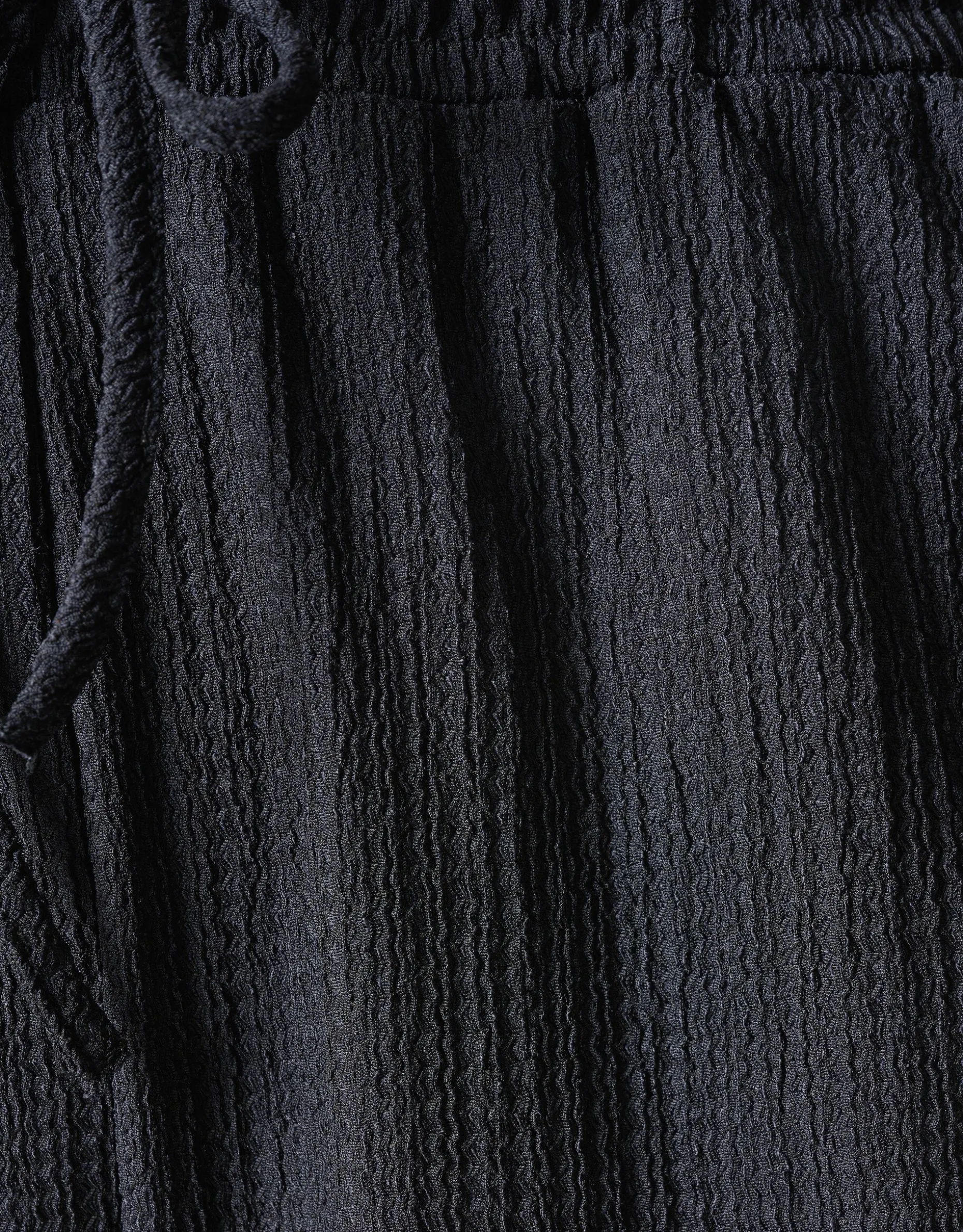 Crinkle Wide Leg Broek Zwart